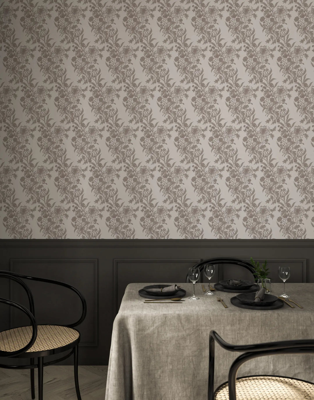 Wilding Toile - Pulp Gray Wallpaper