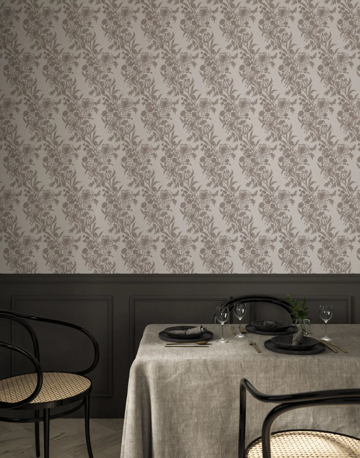Wilding Toile - Pulp Gray Wallpaper