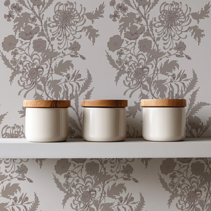 Wilding Toile - Pulp Gray Wallpaper