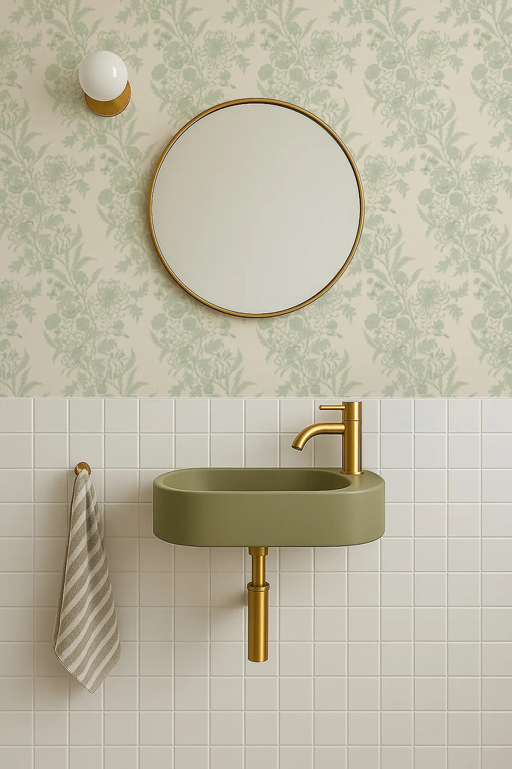 Wilding Toile - Pale Jade Wallpaper