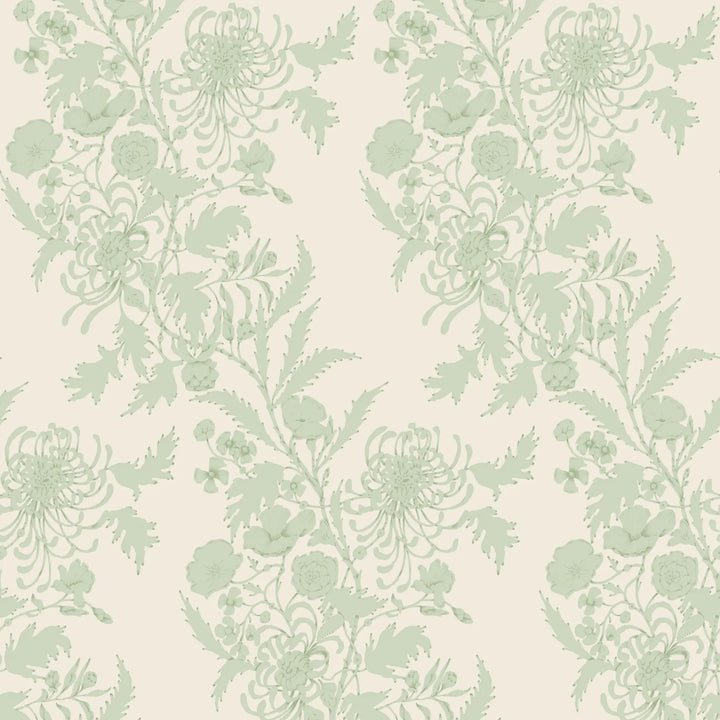 Wilding Toile - Pale Jade Wallpaper