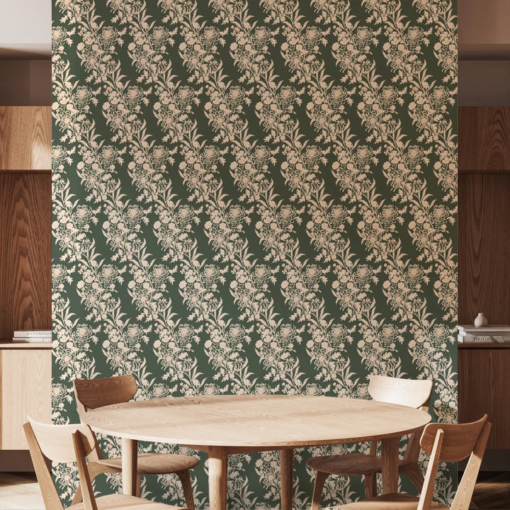 Wilding Toile - Tangerine Green Wallpaper