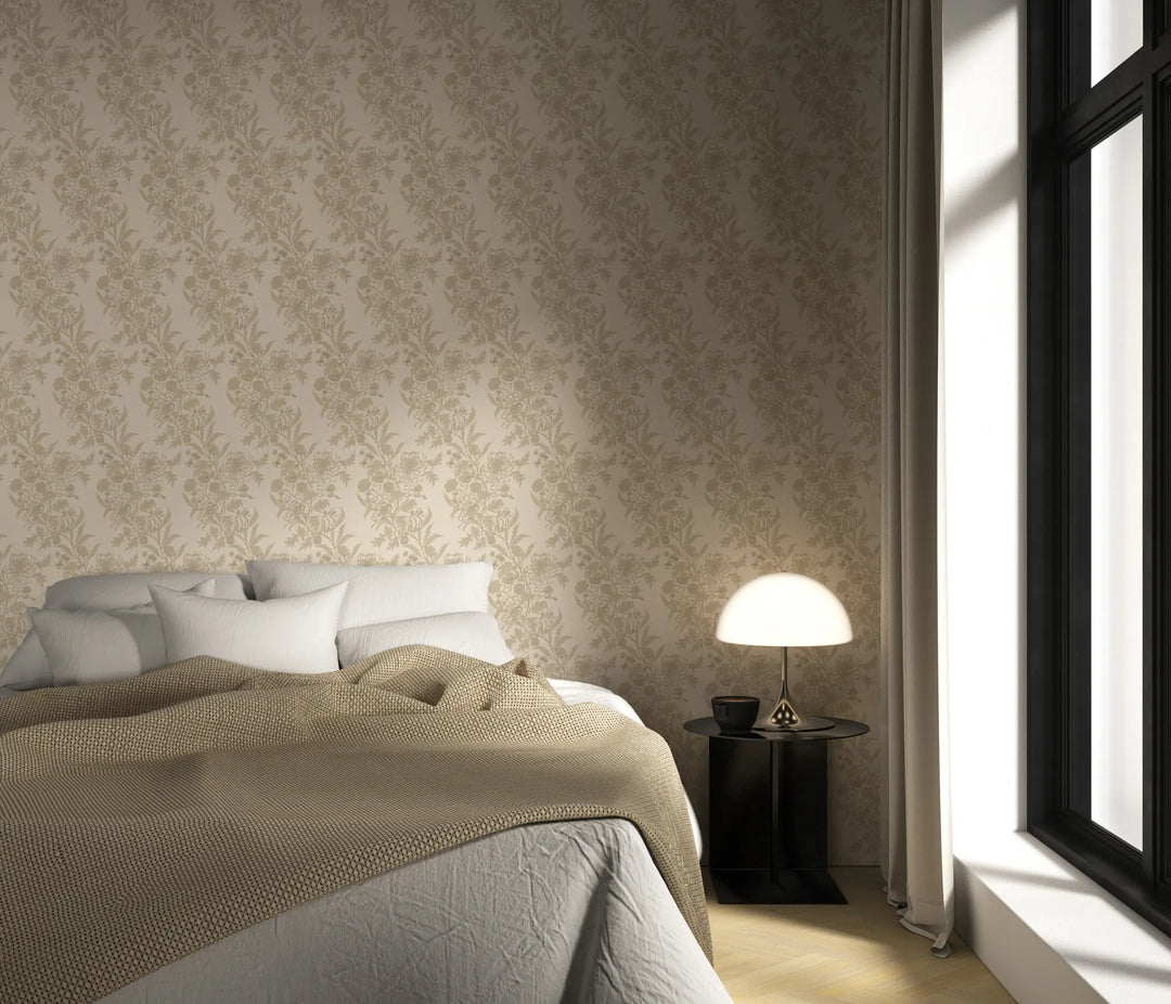 Wilding Toile - Wheat Wallpaper