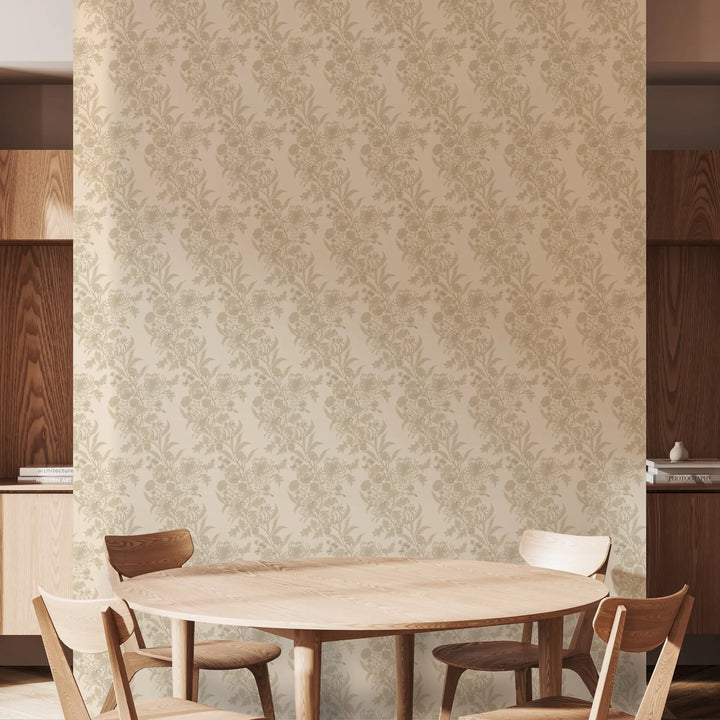 Wilding Toile - Wheat Wallpaper