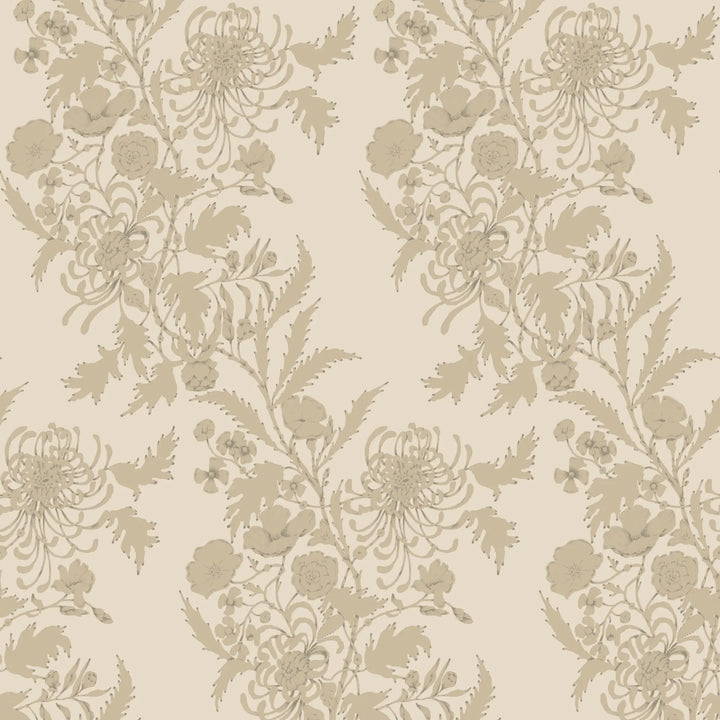 Wilding Toile - Wheat Wallpaper