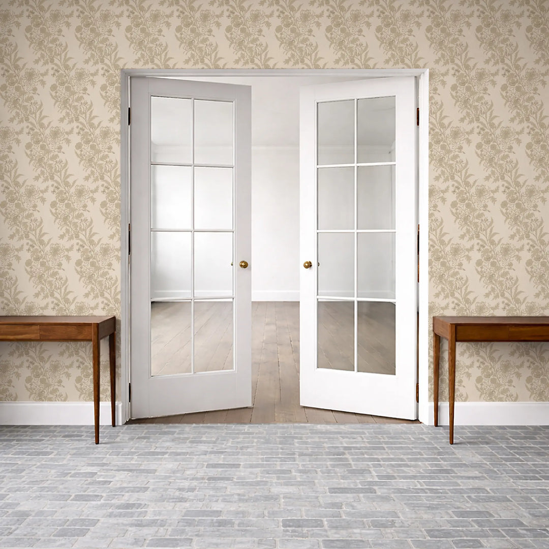 Wilding Toile - Wheat Wallpaper