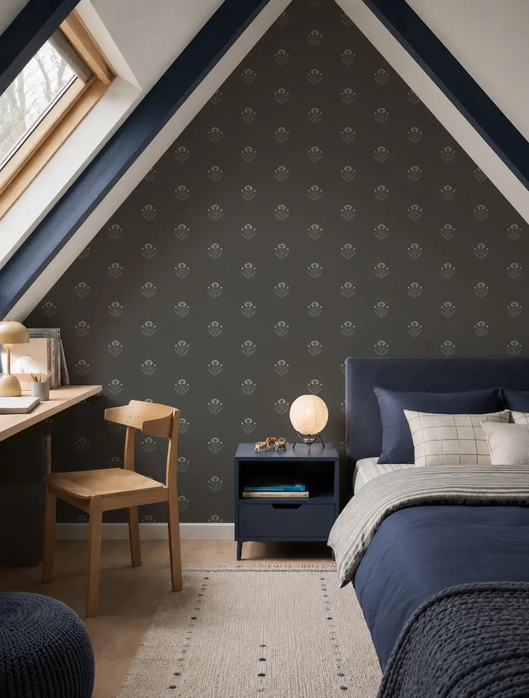Cornflower - Charcoal Wallpaper