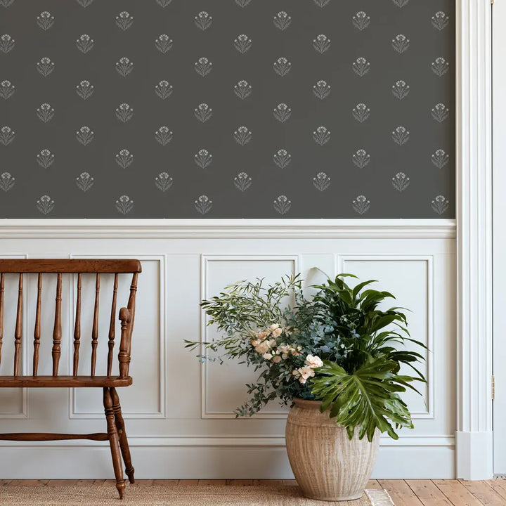 Cornflower - Charcoal Wallpaper