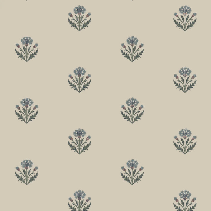 Cornflower - Linen Jade Wallpaper