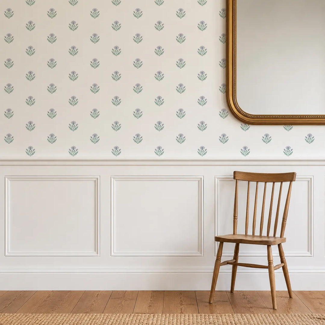 Cornflower - Painted White Wallpaper