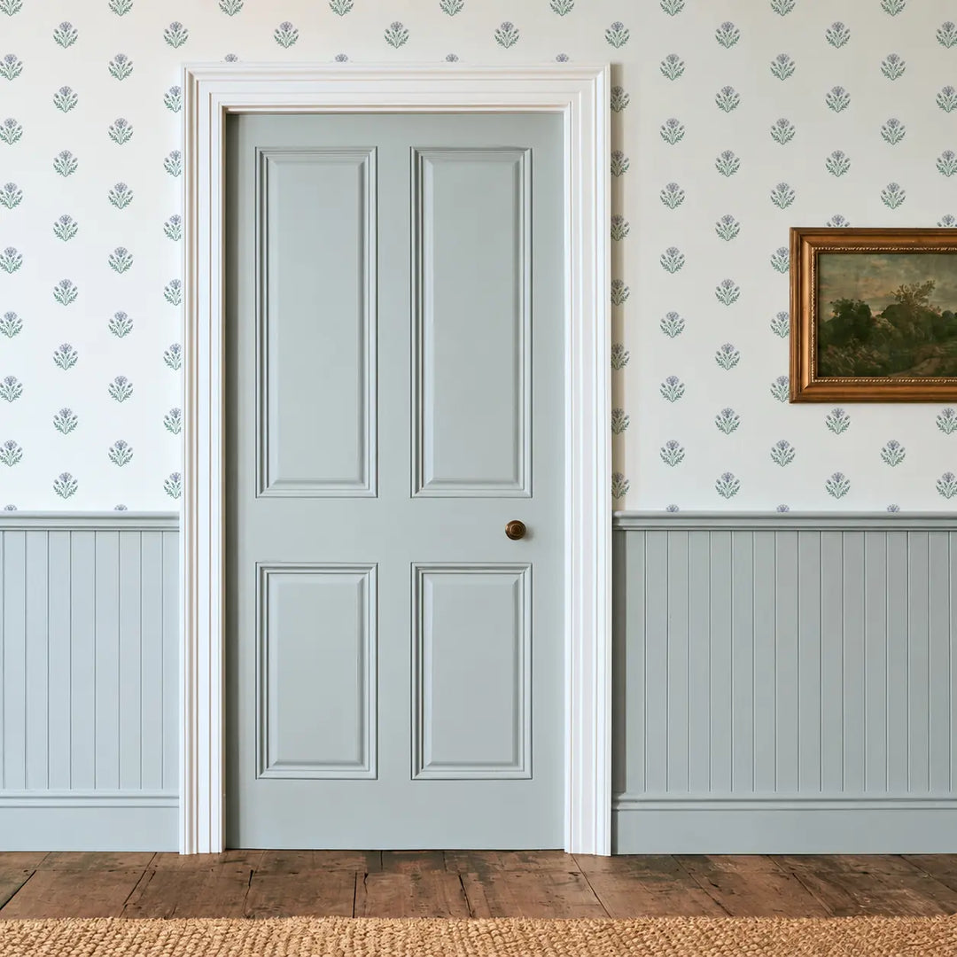 Cornflower - Painted White Wallpaper