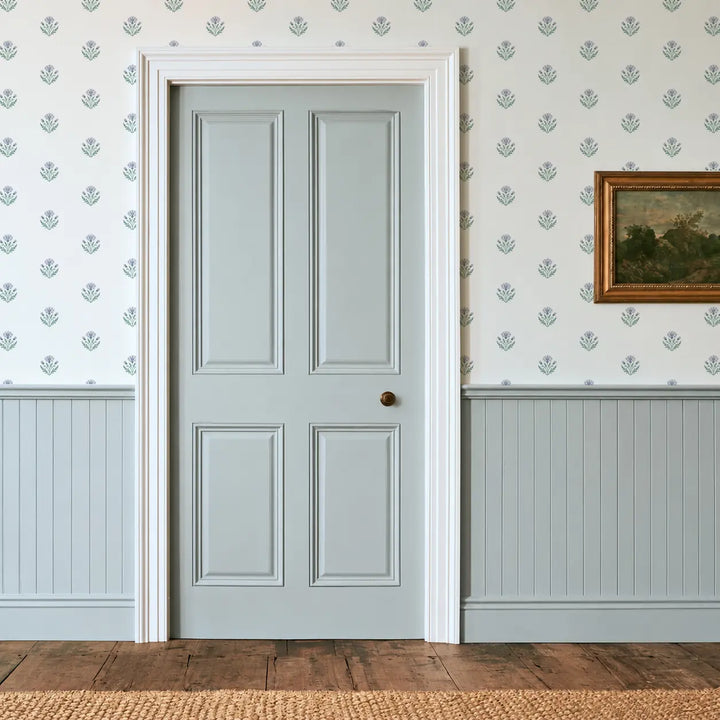 Cornflower - Painted White Wallpaper