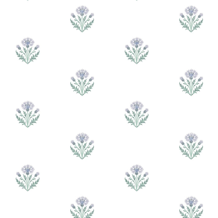 Cornflower - Painted White Wallpaper