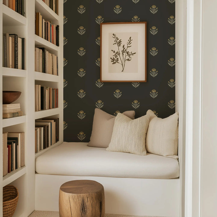 Cornflower - Soft Black Wallpaper