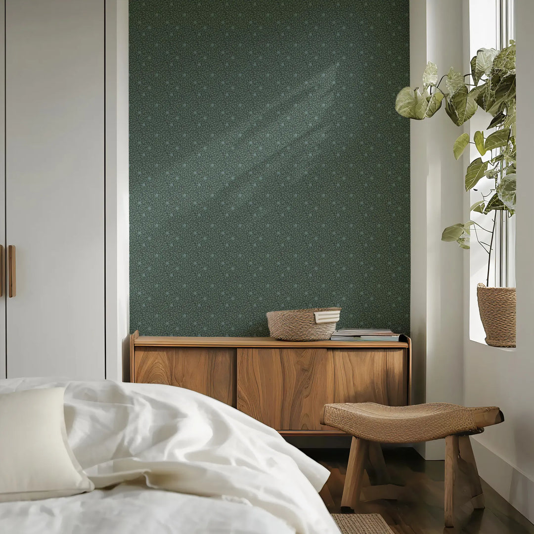 Hedgerow - Blue Jade Wallpaper
