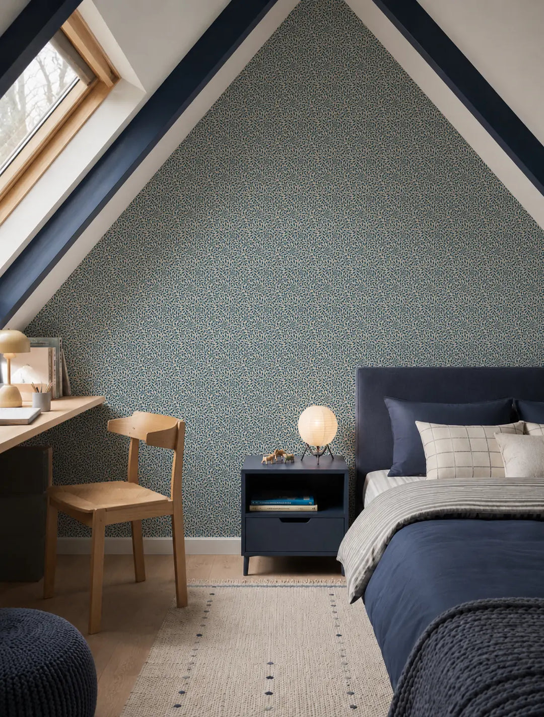 Hedgerow - Blue Linen Wallpaper