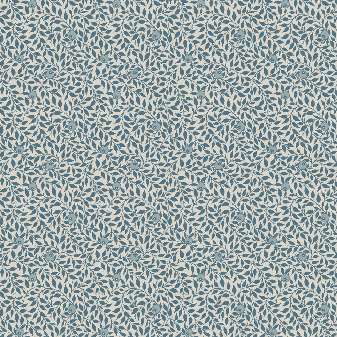 Hedgerow - Blue Linen Wallpaper