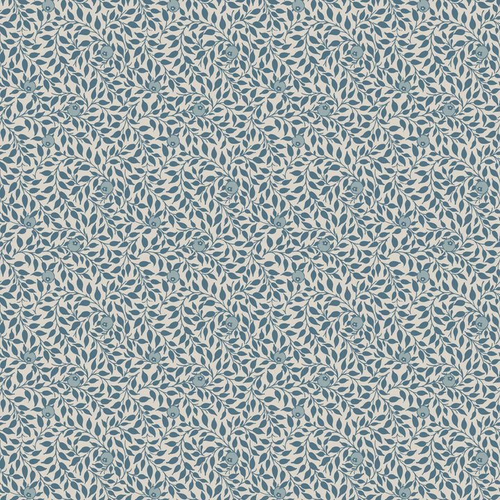 Hedgerow - Blue Linen Wallpaper