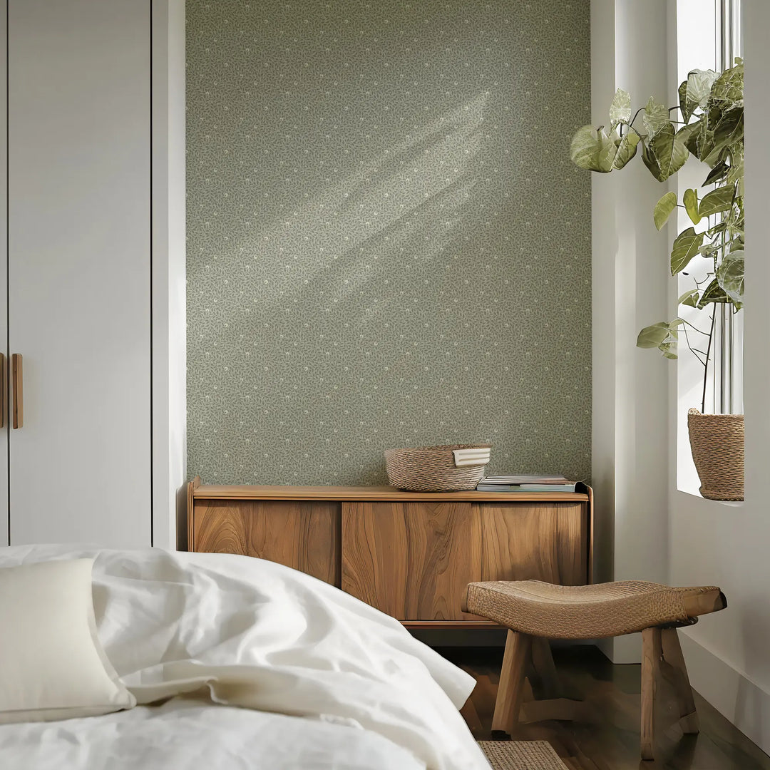 Hedgerow - Dried Herb Green Wallpaper