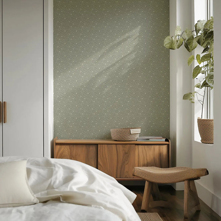 Hedgerow - Dried Herb Green Wallpaper