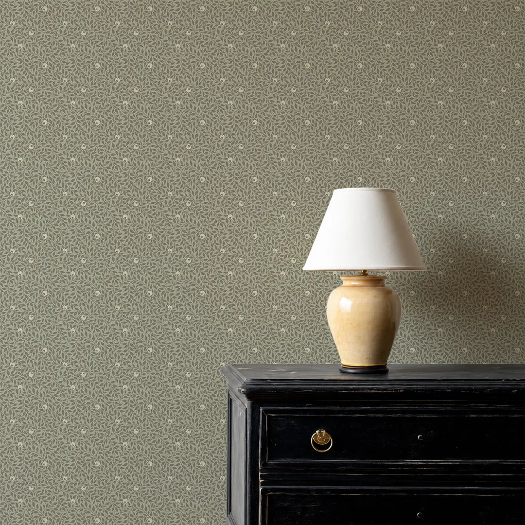 Hedgerow - Dried Herb Green Wallpaper