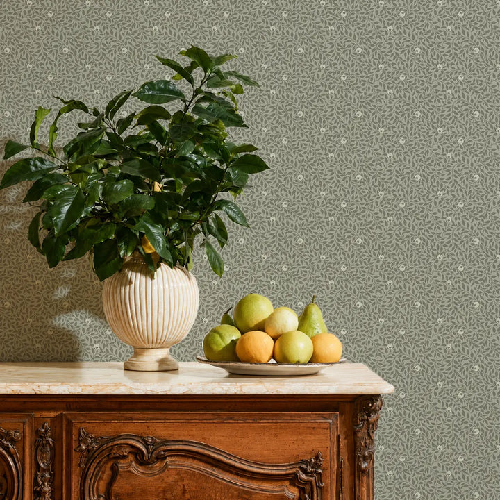 Hedgerow - Dried Herb Green Wallpaper