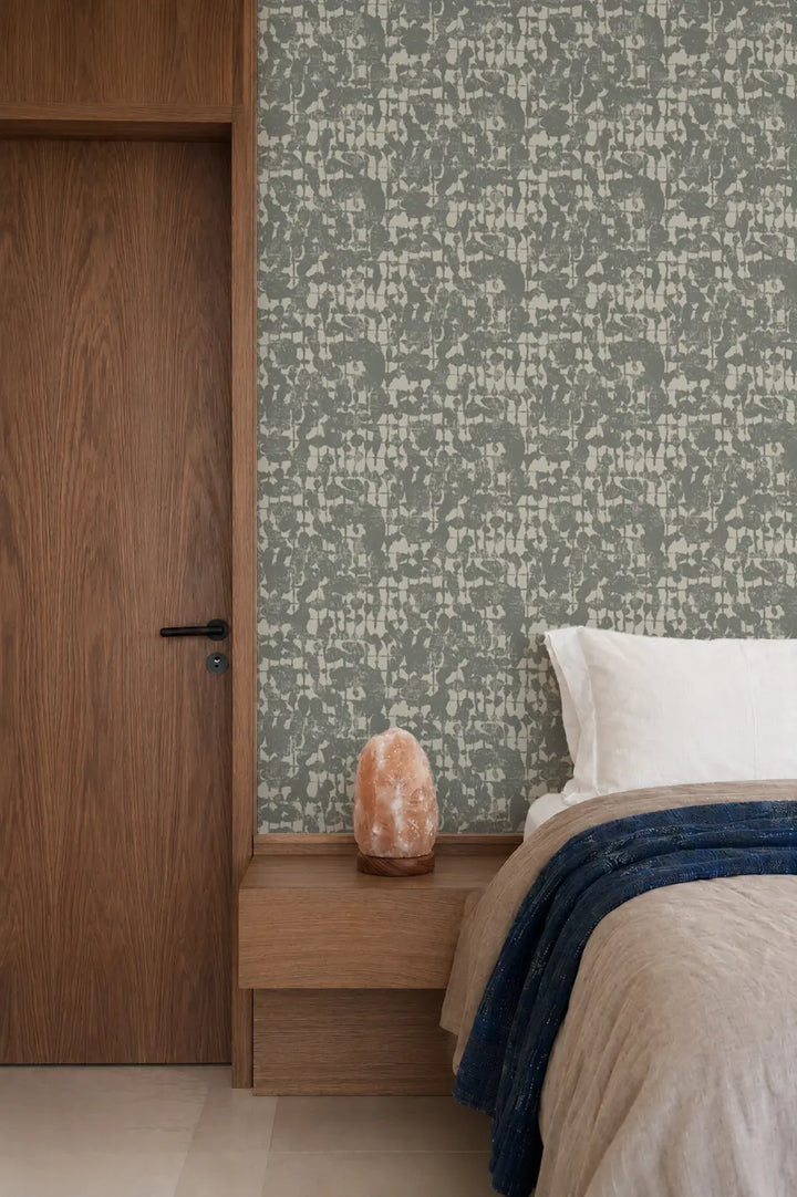 Broken Weave - Faded Green Gray Wallpaper