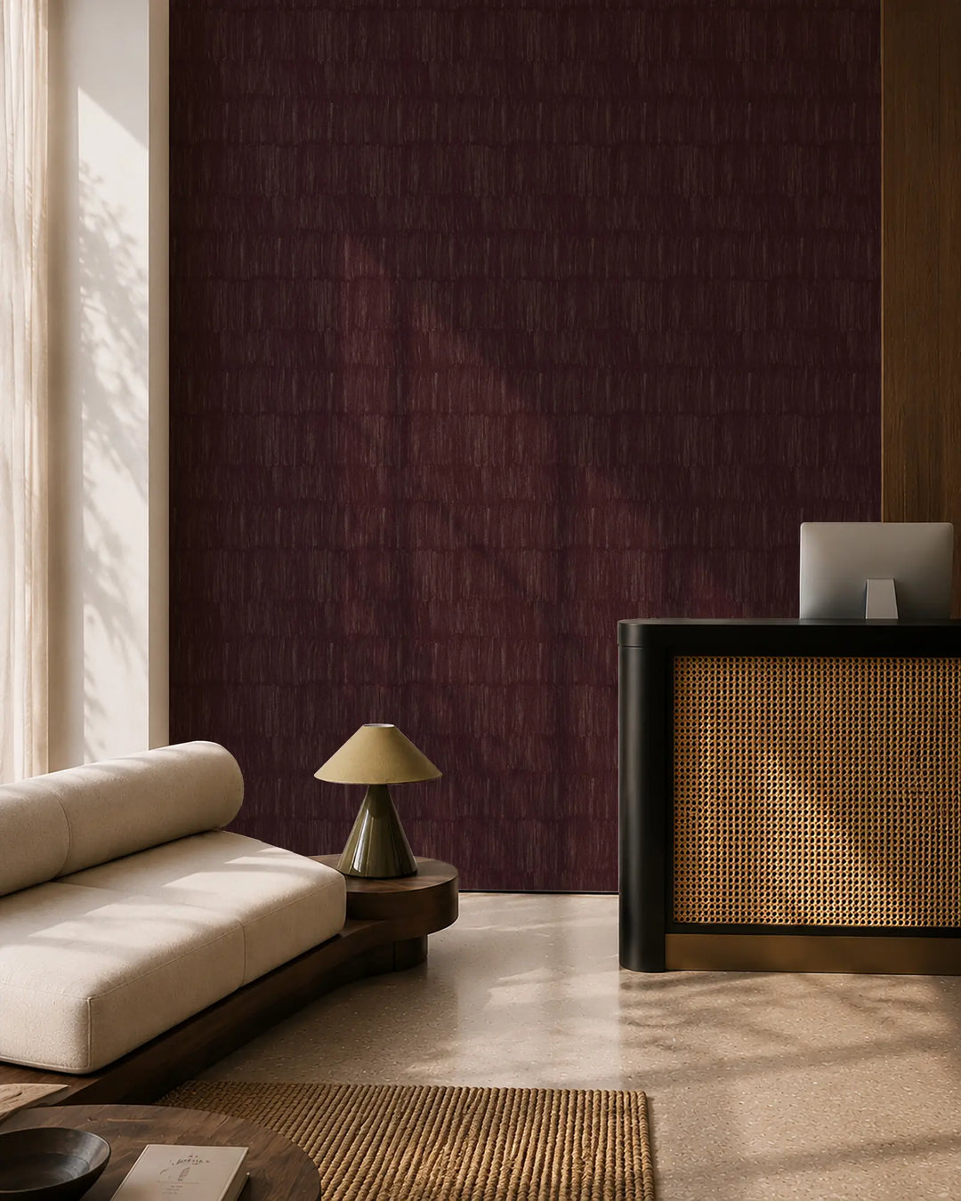 Brushstroke Veil - Maroon Brown Wallpaper