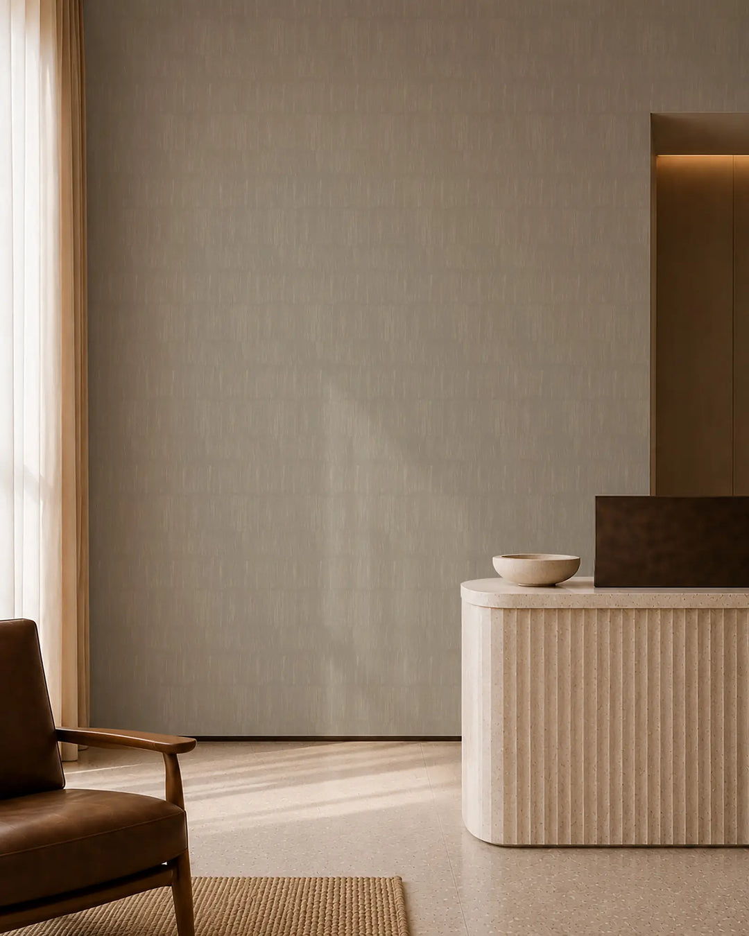Brushstroke Veil - Off White Wallpaper