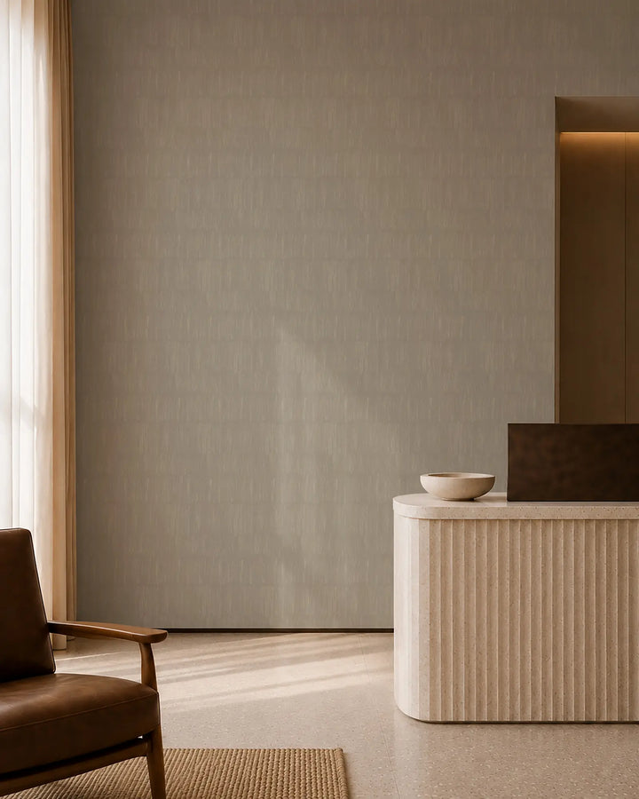 Brushstroke Veil - Off White Wallpaper