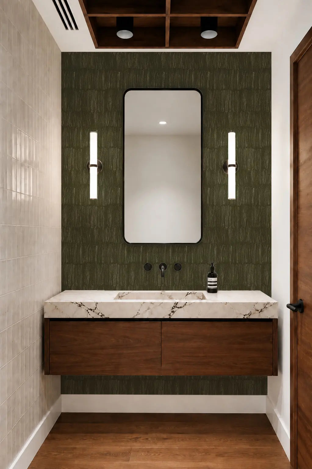 Brushstroke Veil - Olive Wallpaper