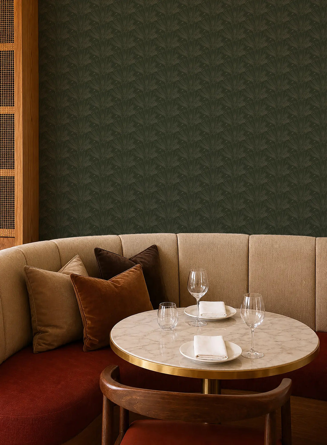 Fan Lines - Cedar Green Wallpaper