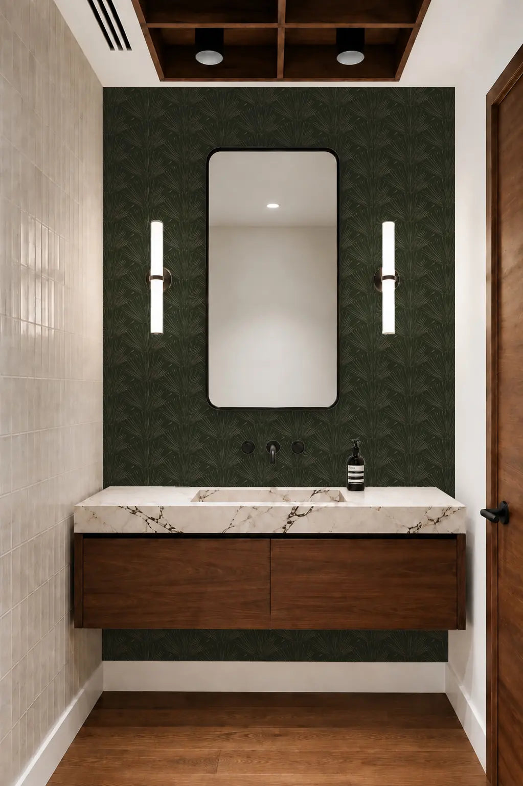 Fan Lines - Cedar Green Wallpaper