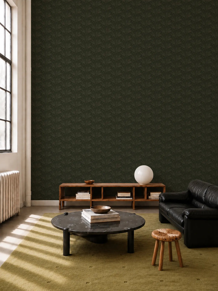 Fan Lines - Cedar Green Wallpaper