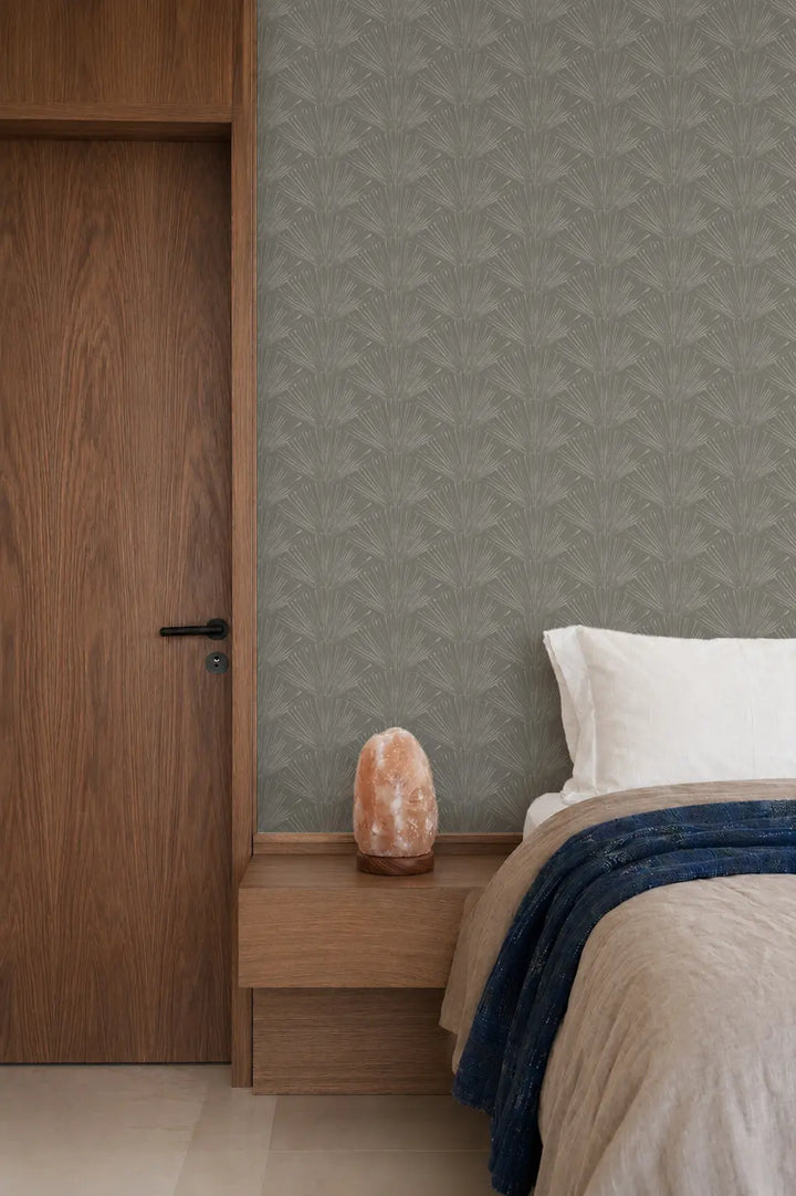 Fan Lines - Stone Gray Wallpaper
