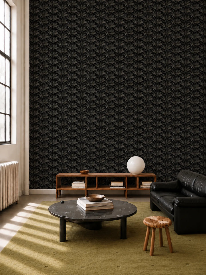 Fan Lines - Warm Black Wallpaper