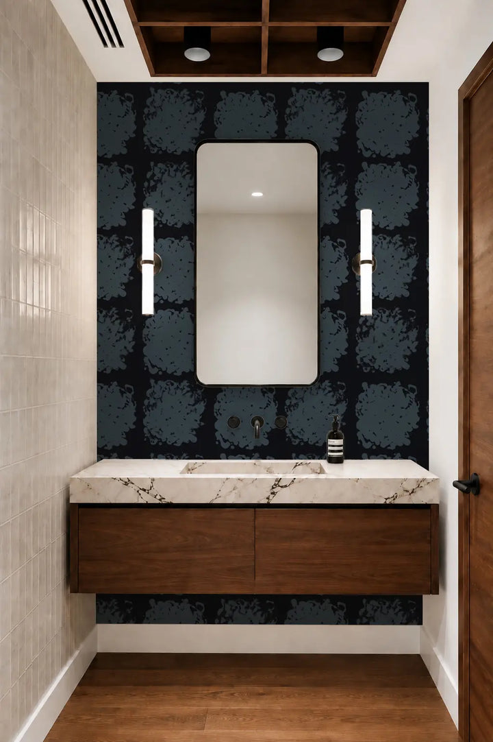 Rorschach Medallions - Midnight Blue Wallpaper