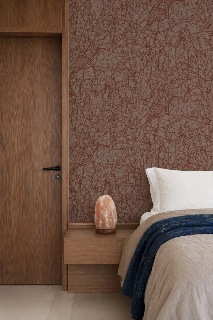 Tangled Paint - Burnt Orange Wallpaper
