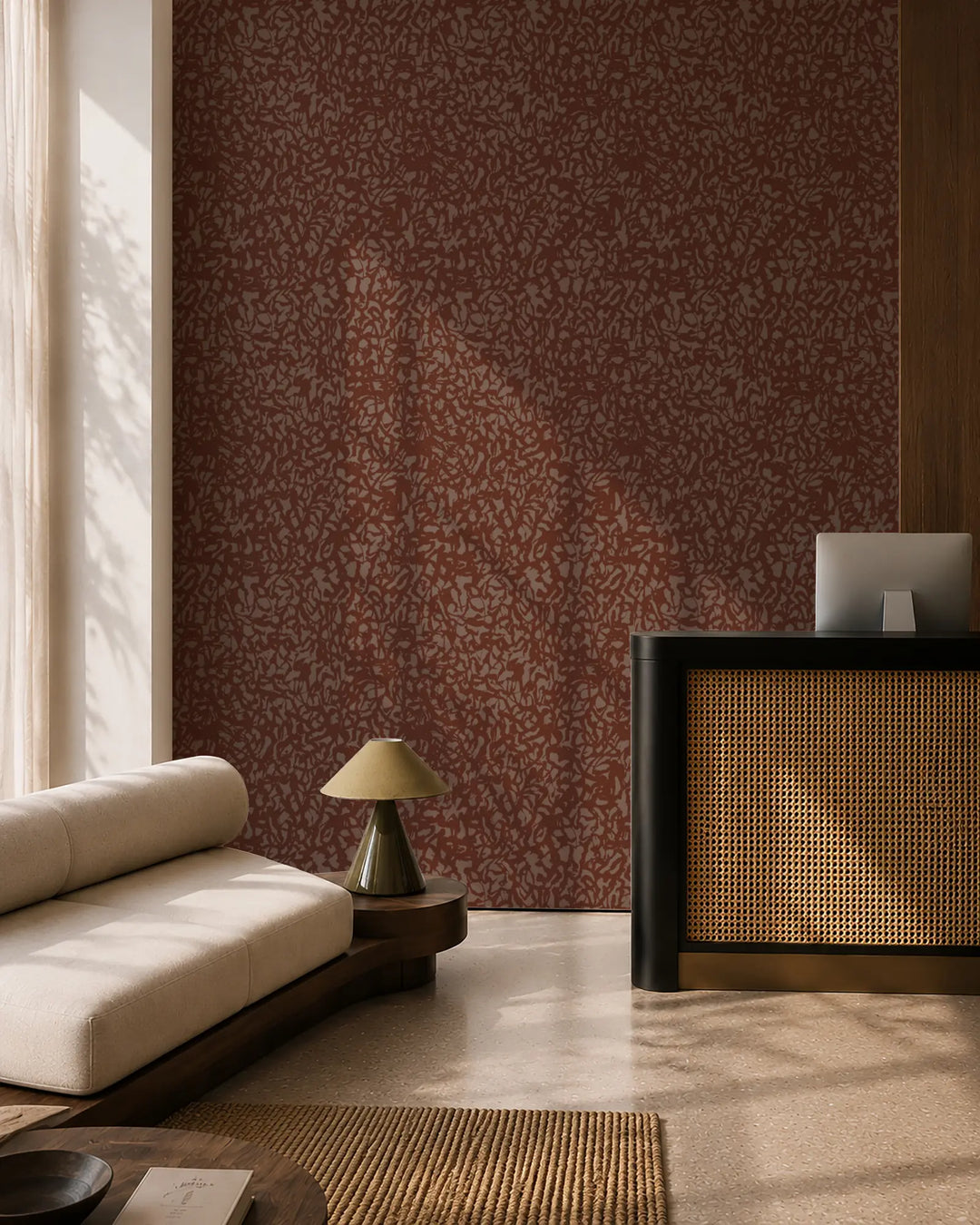 Wandering Brush - Burnt Orange Wallpaper