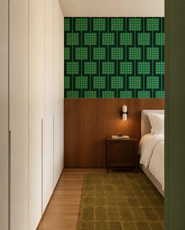 Block Party - Electric Green Wallpaper