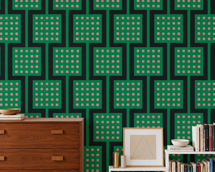 Block Party - Electric Green Wallpaper
