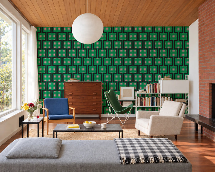 Block Party - Electric Green Wallpaper