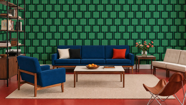 Block Party - Electric Green Wallpaper
