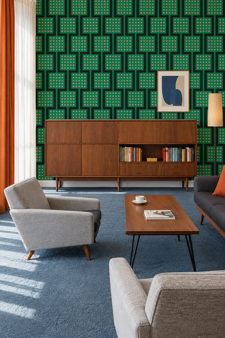 Block Party - Electric Green Wallpaper