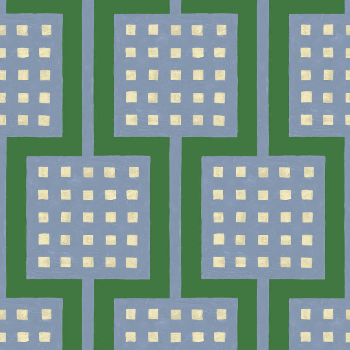 Block Party - Emerald Periwinkle Wallpaper
