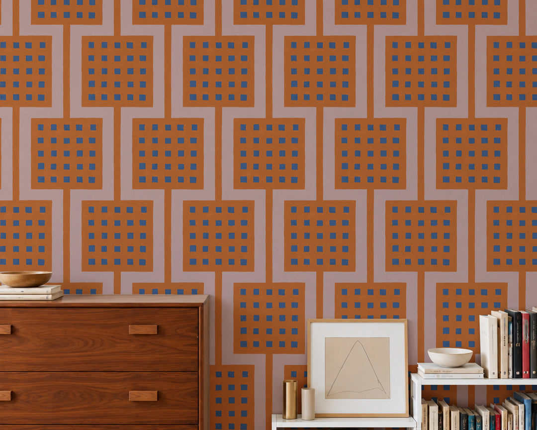 Block Party - Orange Zest Wallpaper