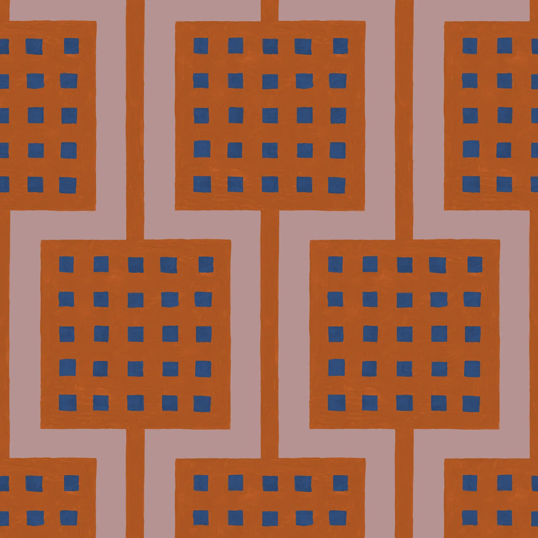 Block Party - Orange Zest Wallpaper