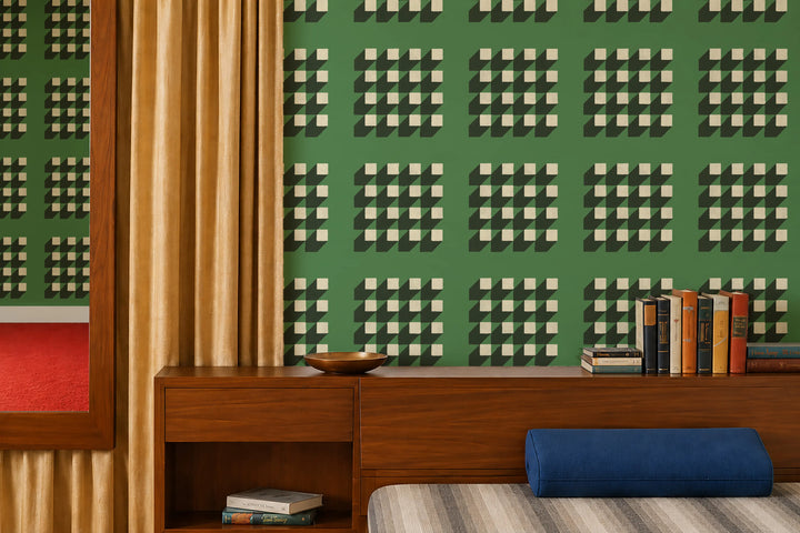 Cubed - Emerald Green Wallpaper