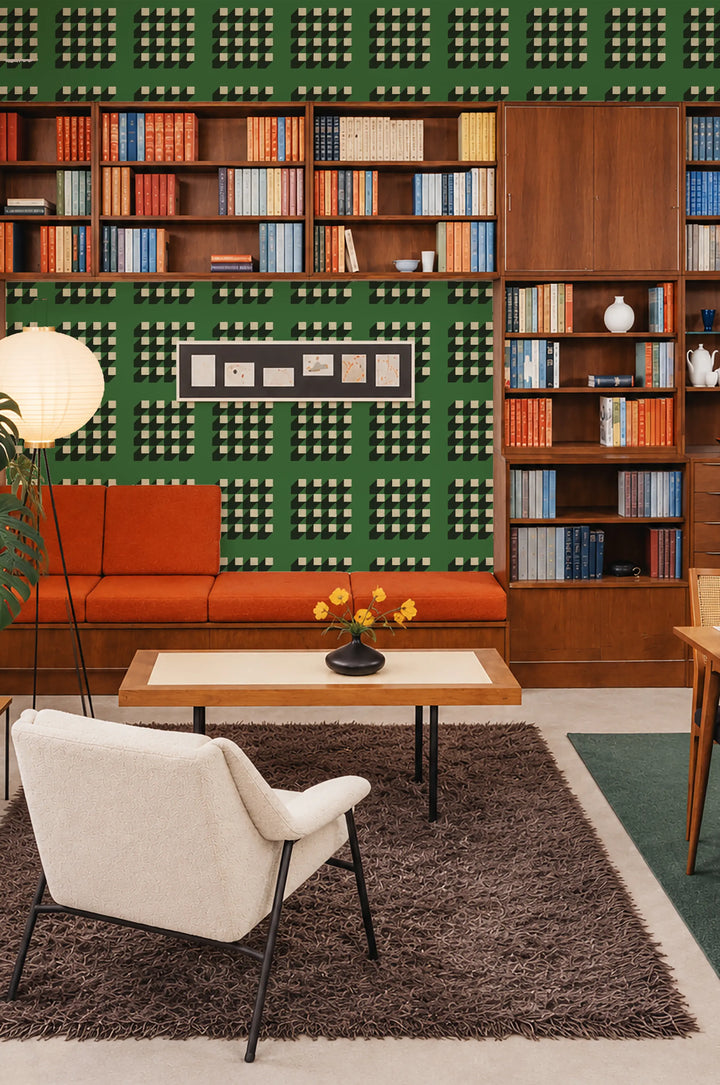 Cubed - Emerald Green Wallpaper
