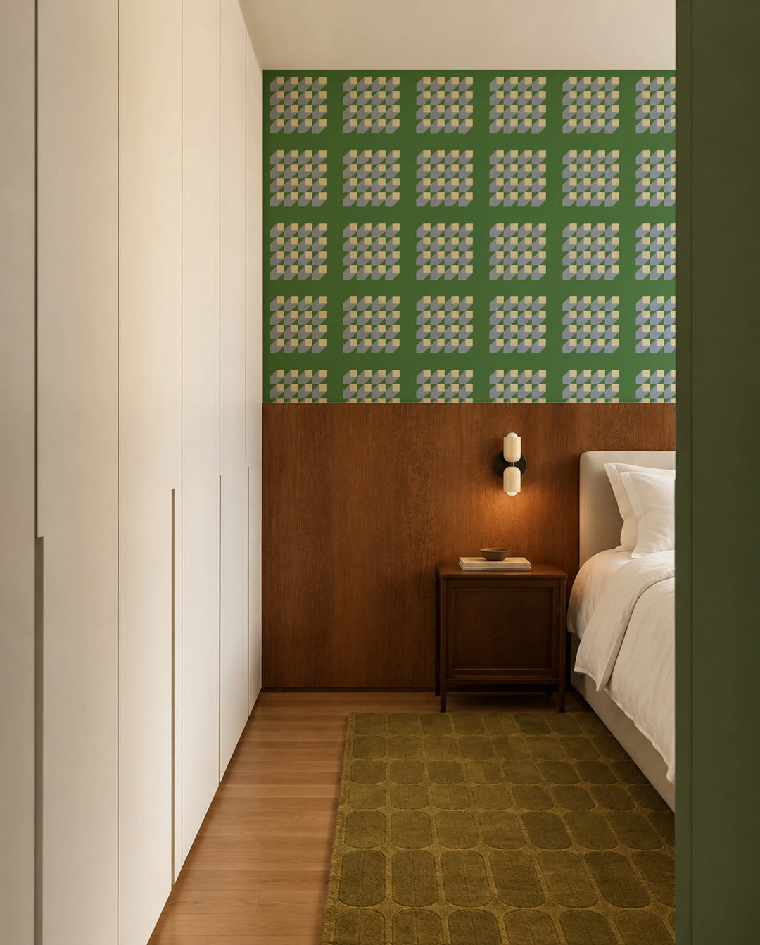 Cubed - Emerald Periwinkle Wallpaper